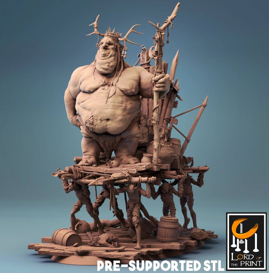 Ogdurg the Goblin King on Palaquin, Lord of the Print | Dungeons and Dragons | Pathfinder | Table Top RPG | 3D Printed Model