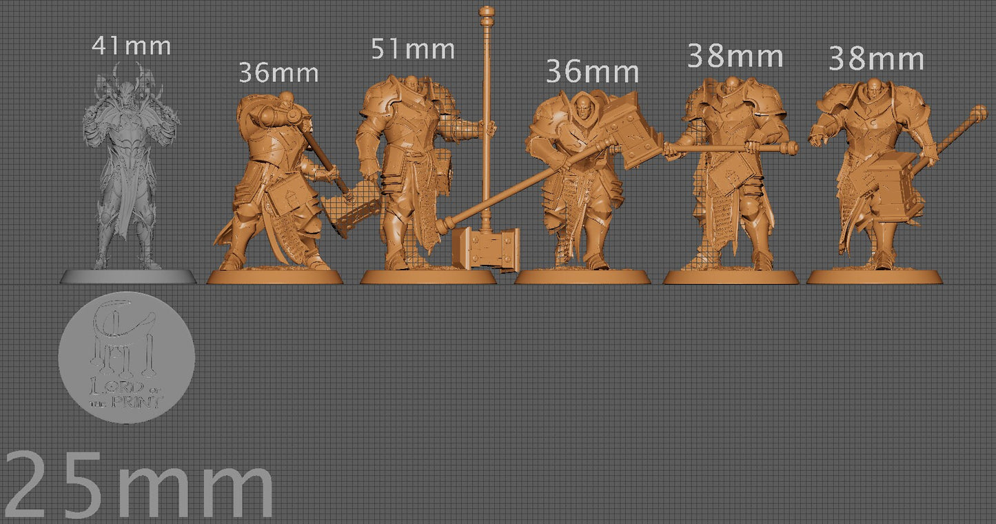 Hammer Crusaders, Lord of the Print | Dungeons and Dragons | Pathfinder | Table Top RPG | 3D Printed Model