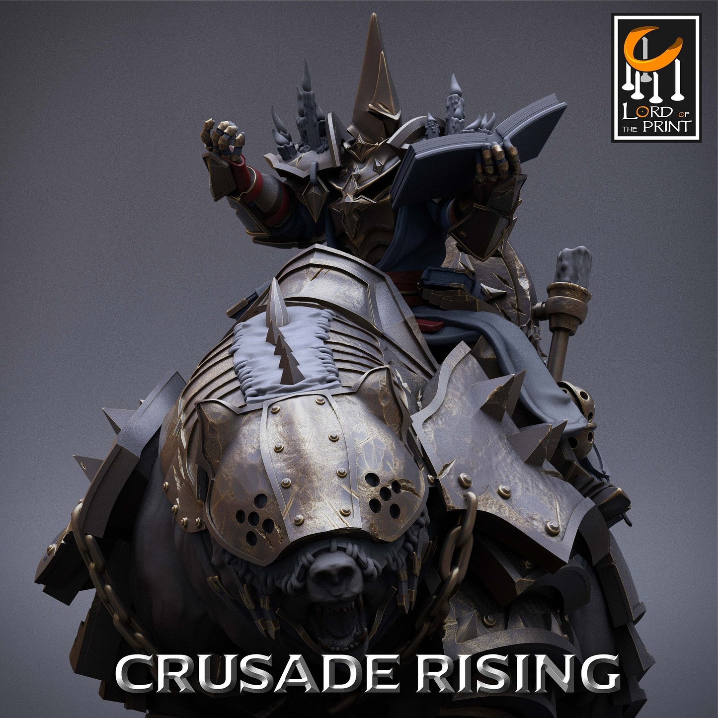 Crusader Priest on War Bear, Lord of the Print | Dungeons and Dragons | Pathfinder | Table Top RPG | 3D Printed Model