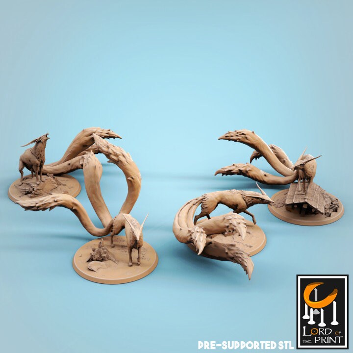 Kitsune Pups, Lord of the Print | Dungeons and Dragons | Pathfinder | Table Top RPG | 3D Printed Model