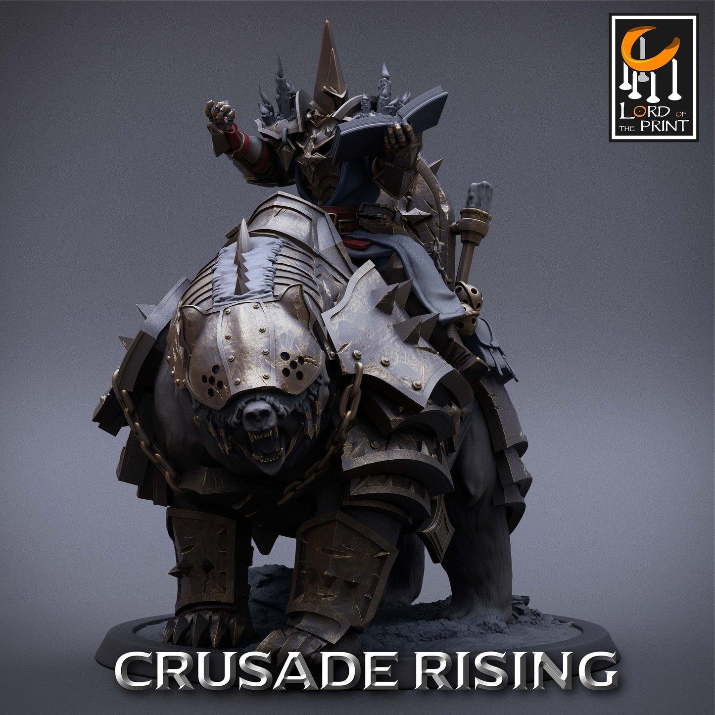 Crusader Priest on War Bear, Lord of the Print | Dungeons and Dragons | Pathfinder | Table Top RPG | 3D Printed Model