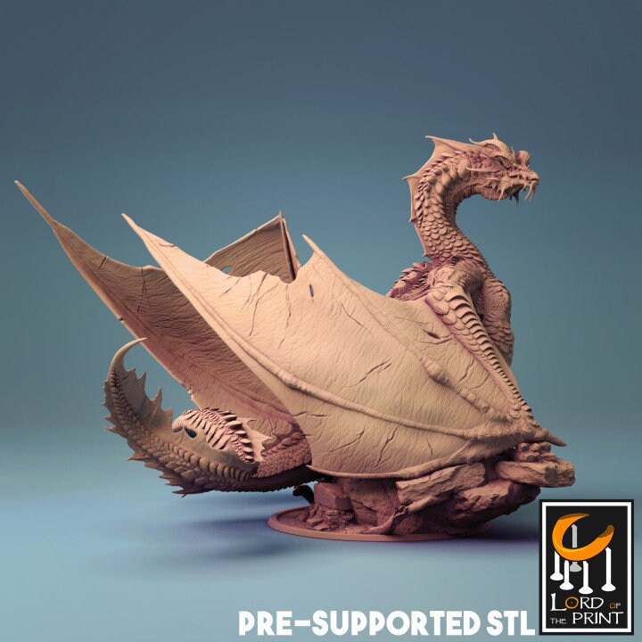 Elder Brine Dragon, Lord of the Print | Dungeons and Dragons | Pathfinder | Table Top RPG | 3D Printed Model