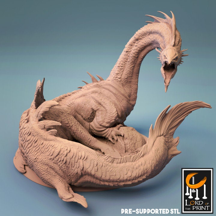 Eel Drakes, Lord of the Print | Dungeons and Dragons | Pathfinder | Table Top RPG | 3D Printed Model