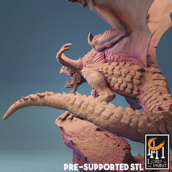 Fafnir Mounted, Lord of the Print | Dungeons and Dragons | Pathfinder | Table Top RPG | 3D Printed Model