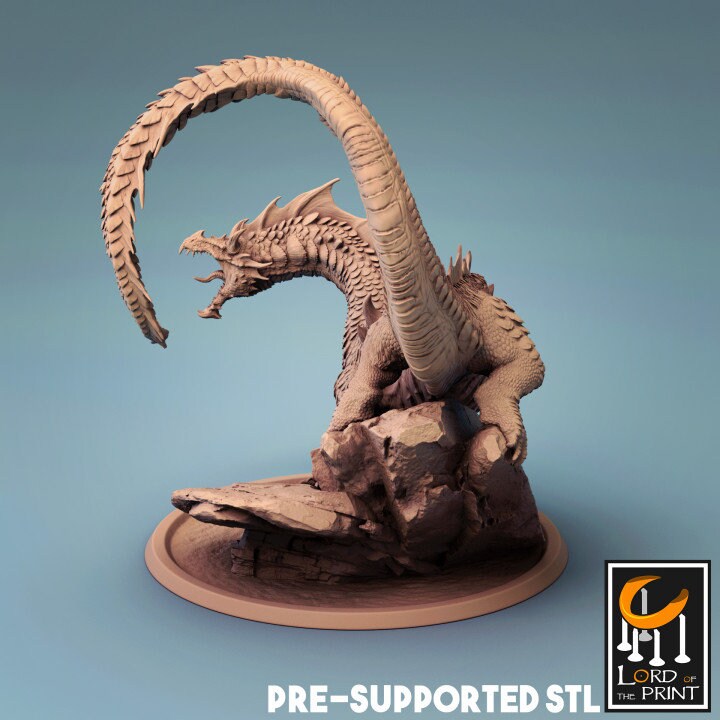Mounted Brine Drake, Lord of the Print | Dungeons and Dragons | Pathfinder | Table Top RPG | 3D Printed Model
