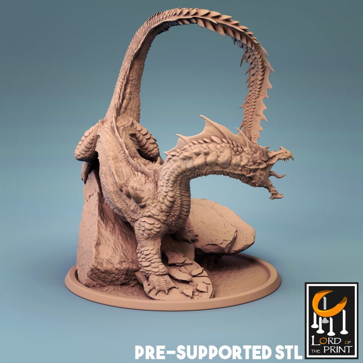 Mounted Brine Drake, Lord of the Print | Dungeons and Dragons | Pathfinder | Table Top RPG | 3D Printed Model