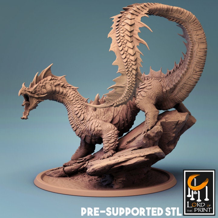 Mounted Brine Drake, Lord of the Print | Dungeons and Dragons | Pathfinder | Table Top RPG | 3D Printed Model