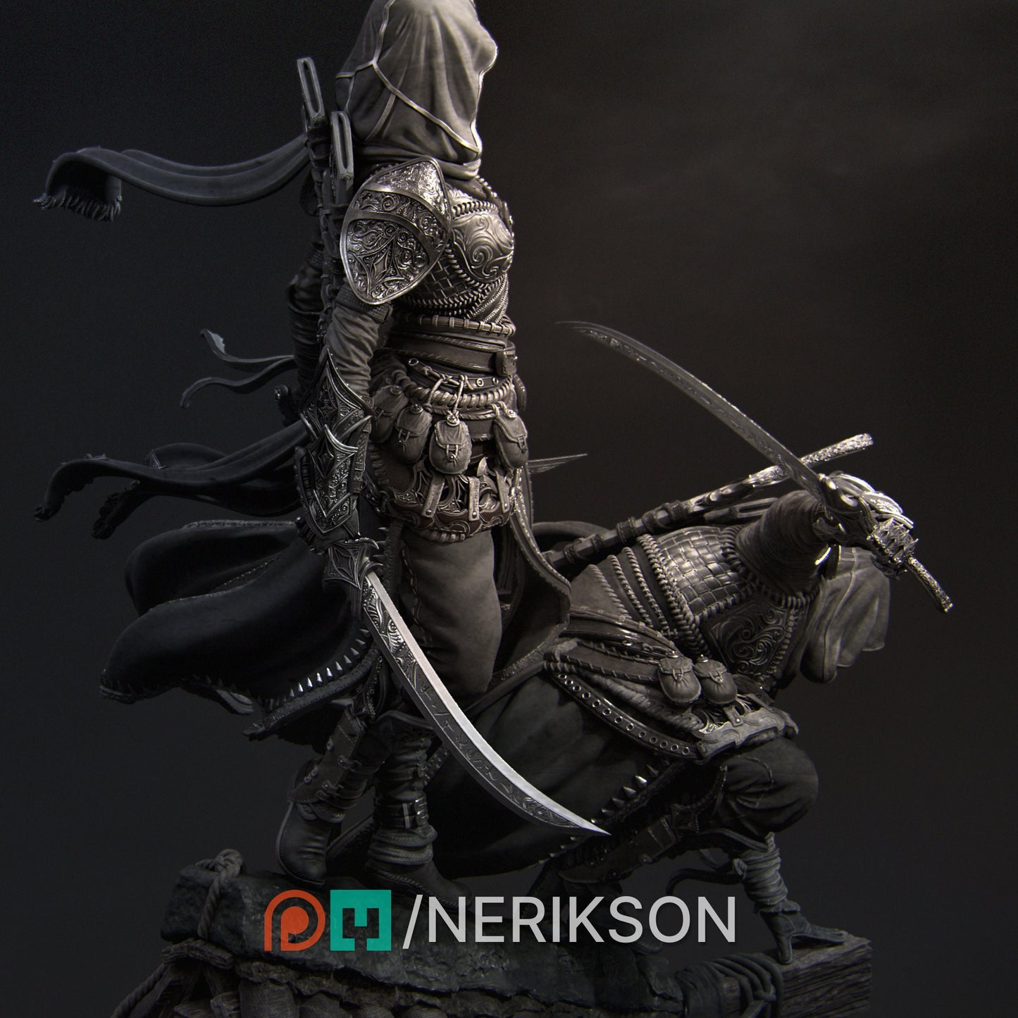 Artemesia and Nasir Statue, Assassin, Ernest Nemirovsky| Dungeons and Dragons | Pathfinder | Table Top RPG | 3D Printed Model