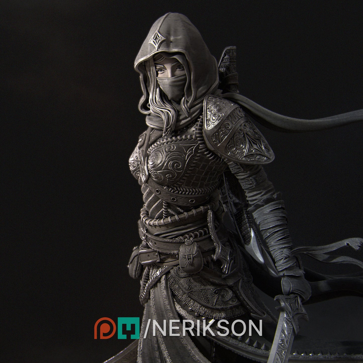 Artemesia and Nasir Statue, Assassin, Ernest Nemirovsky| Dungeons and Dragons | Pathfinder | Table Top RPG | 3D Printed Model