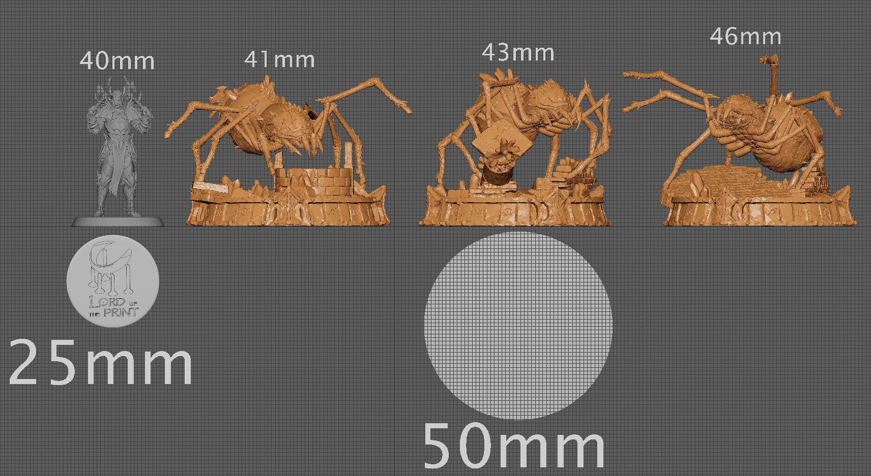 Crystal Heart Spiders, Witchsong Miniatures | Dungeons and Dragons | Pathfinder | Table Top RPG | 3D Printed Model