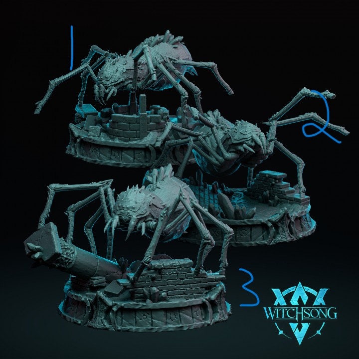 Crystal Heart Spiders, Witchsong Miniatures | Dungeons and Dragons | Pathfinder | Table Top RPG | 3D Printed Model