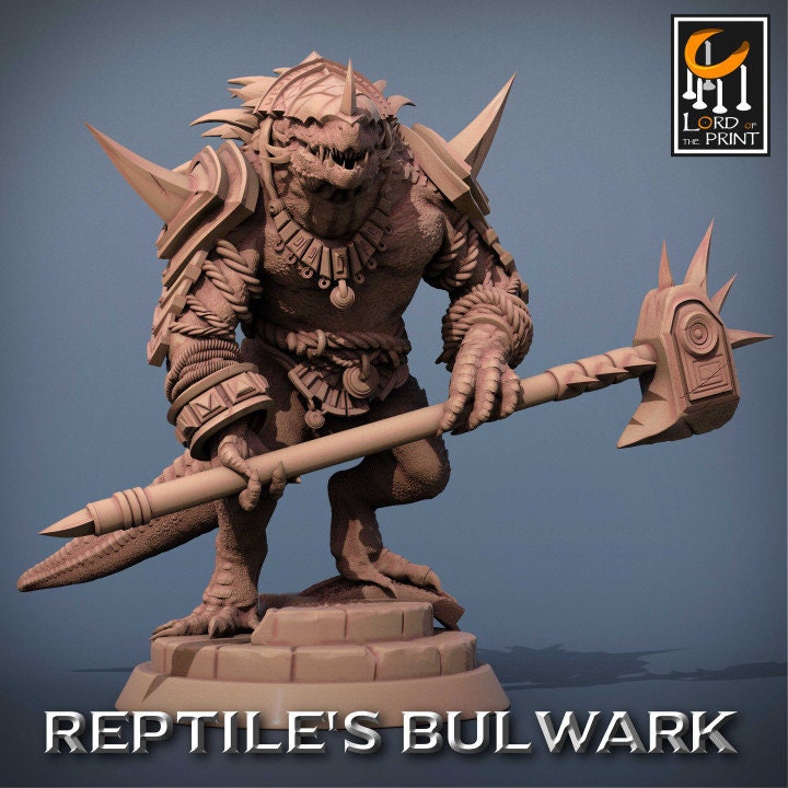 Lizardman Soldiers Pack 2, Lizardman Bulwark, Lord of the Print | Dungeons and Dragons | Pathfinder | Table Top RPG | 3D Printed Model