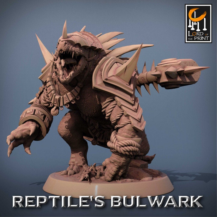 Lizardman Soldiers Pack 2, Lizardman Bulwark, Lord of the Print | Dungeons and Dragons | Pathfinder | Table Top RPG | 3D Printed Model