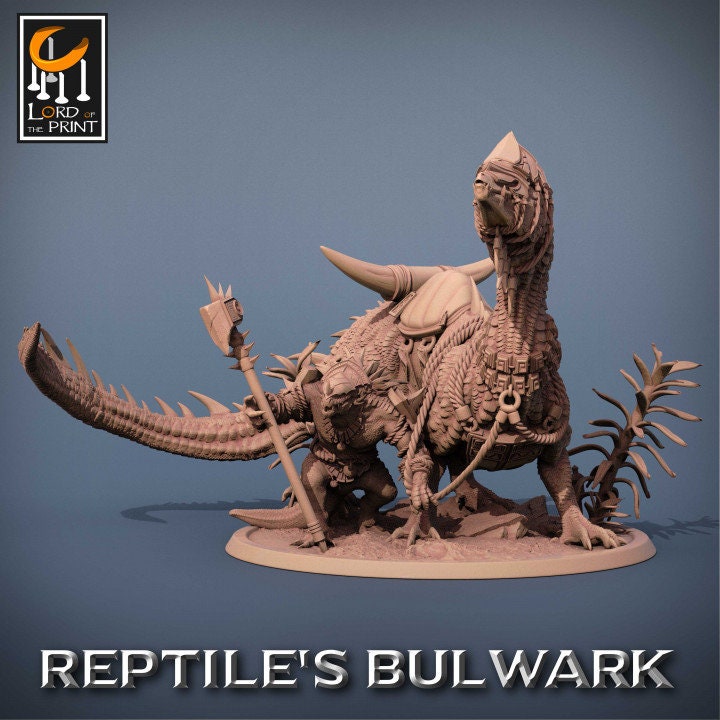 Lizard Riders, Lizardman Bulwark Lord of the Print | Dungeons and Dragons | Pathfinder | Table Top RPG | 3D Printed Model