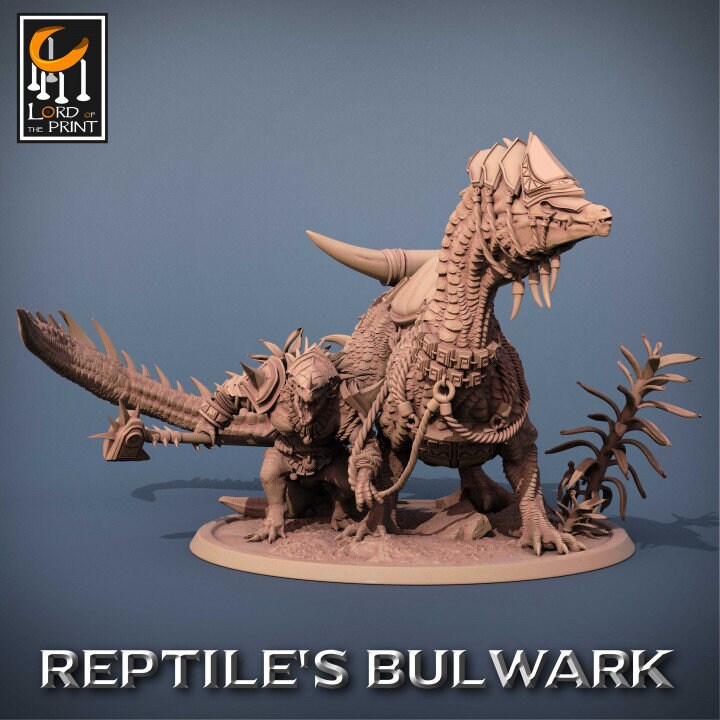 Lizard Riders, Lizardman Bulwark Lord of the Print | Dungeons and Dragons | Pathfinder | Table Top RPG | 3D Printed Model