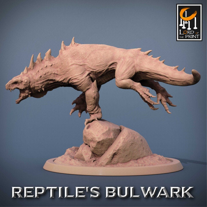 Crested Varan Pack, Lizardman Bulwark Lord of the Print | Dungeons and Dragons | Pathfinder | Table Top RPG | 3D Printed Model