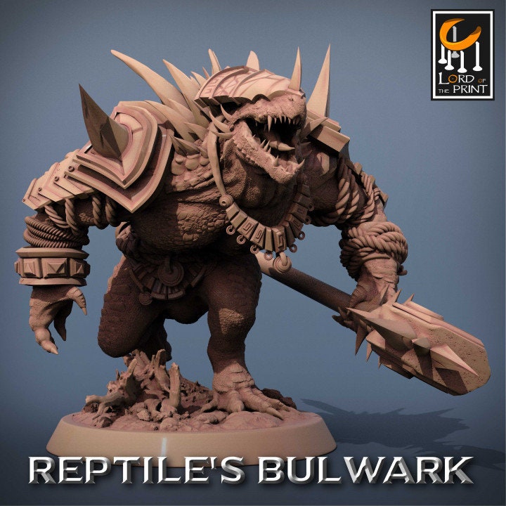 Lizardman Soldiers Pack 1, Lizardman Bulwark, Lord of the Print | Dungeons and Dragons | Pathfinder | Table Top RPG | 3D Printed Model