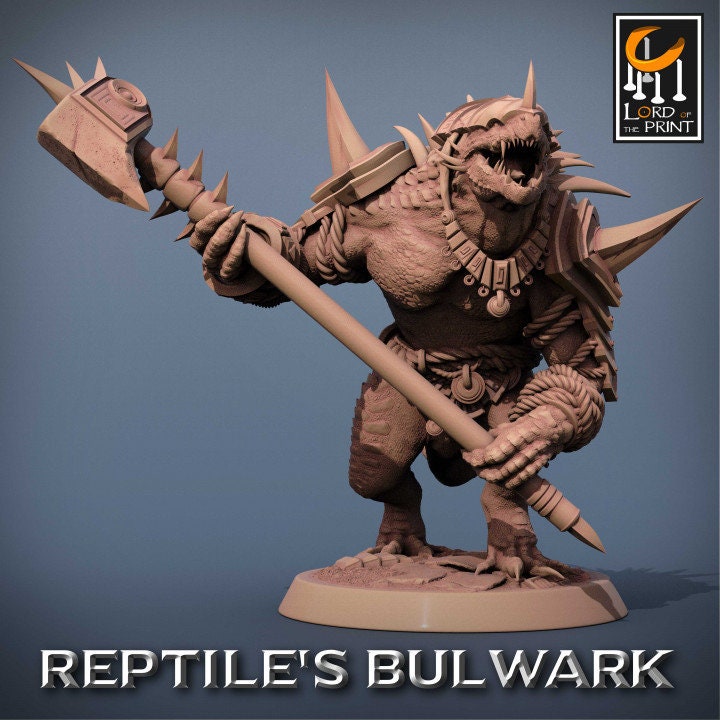 Lizardman Soldiers Pack 1, Lizardman Bulwark, Lord of the Print | Dungeons and Dragons | Pathfinder | Table Top RPG | 3D Printed Model