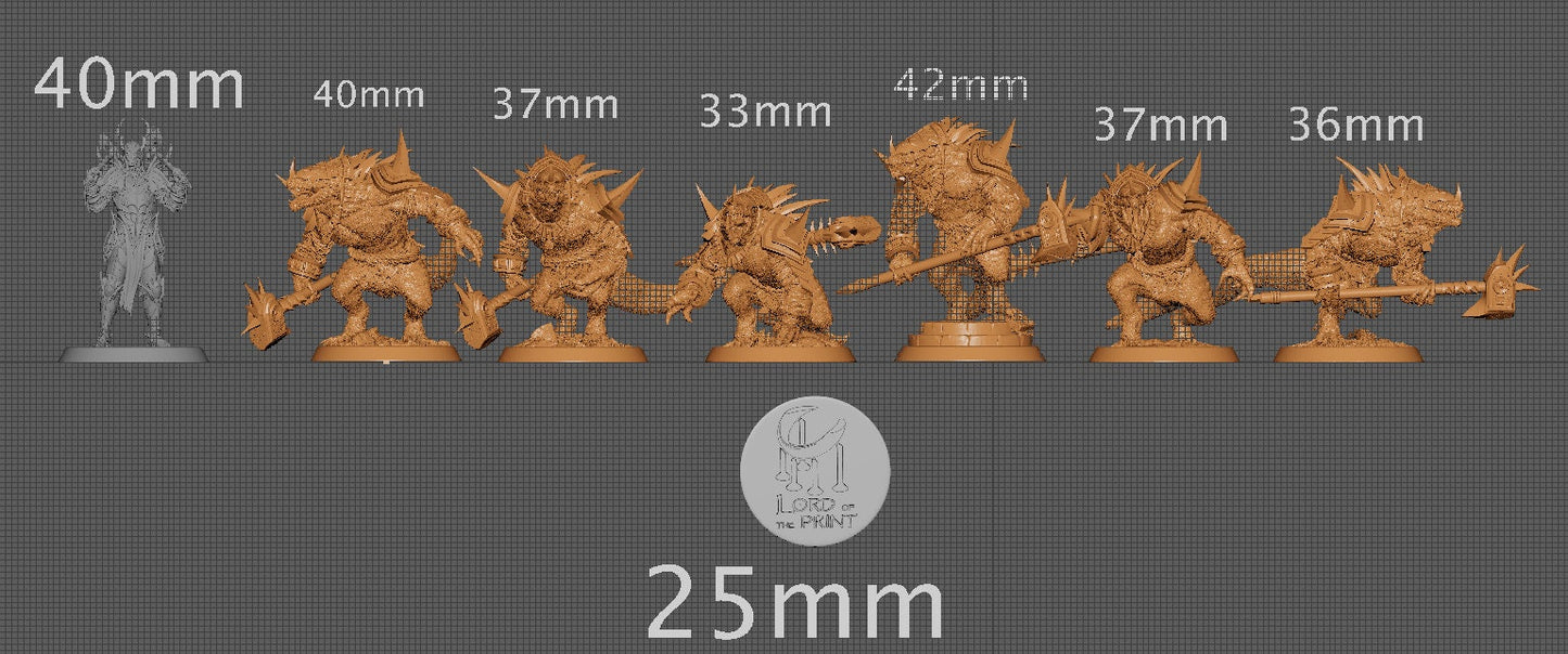 Lizardman Soldiers Pack 2, Lizardman Bulwark, Lord of the Print | Dungeons and Dragons | Pathfinder | Table Top RPG | 3D Printed Model