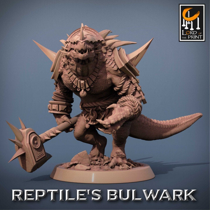 Lizardman Soldiers Pack 2, Lizardman Bulwark, Lord of the Print | Dungeons and Dragons | Pathfinder | Table Top RPG | 3D Printed Model