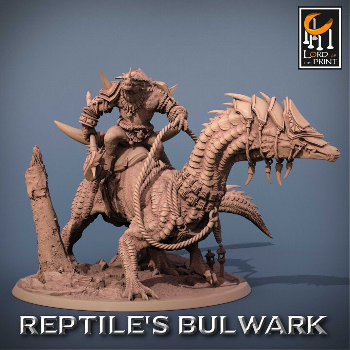 Lizard Riders, Lizardman Bulwark Lord of the Print | Dungeons and Dragons | Pathfinder | Table Top RPG | 3D Printed Model