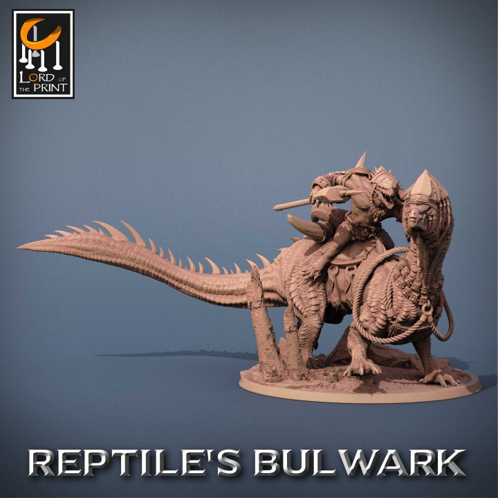 Lizard Riders, Lizardman Bulwark Lord of the Print | Dungeons and Dragons | Pathfinder | Table Top RPG | 3D Printed Model