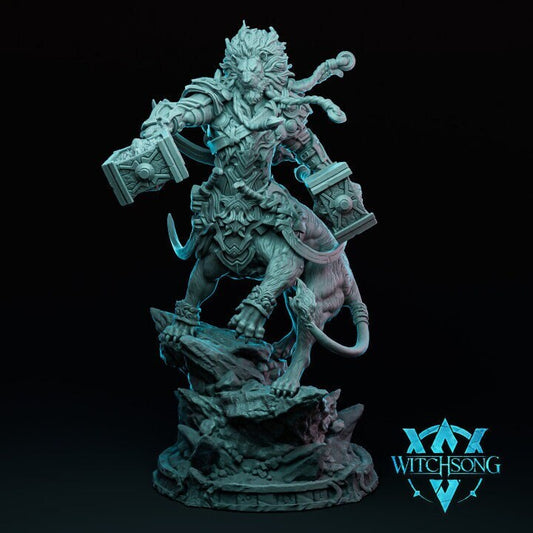 Leoron, Lord of the Lionhorde, Witchsong Miniatures | Dungeons and Dragons | Pathfinder | Table Top RPG | 3D Printed Model
