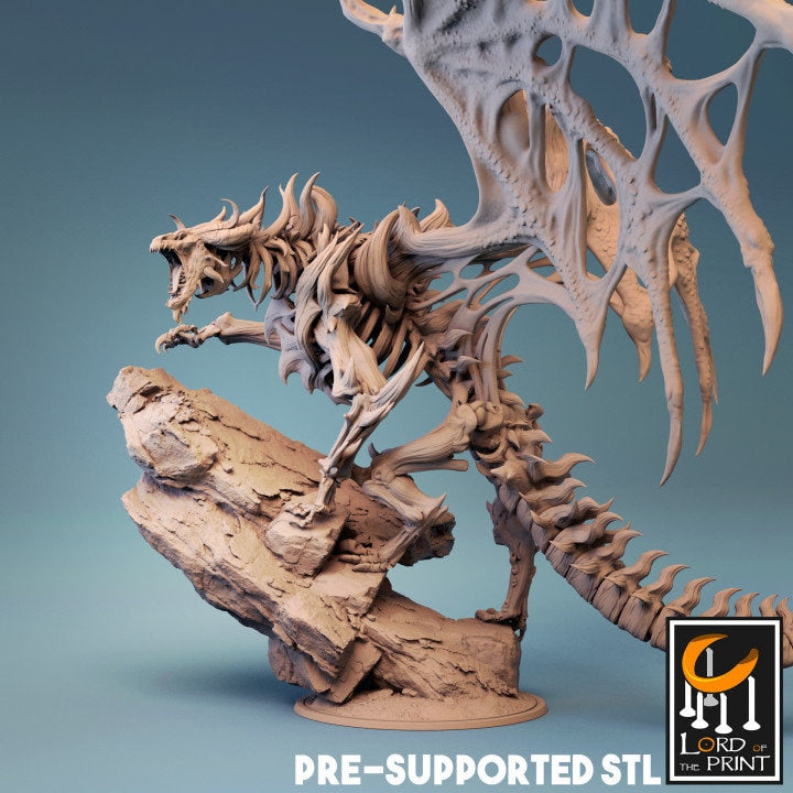 Undead Dragon, Skeleton Dragon, Lord of the Print | Dungeons and Dragons | Pathfinder | Table Top RPG | 3D Printed Model