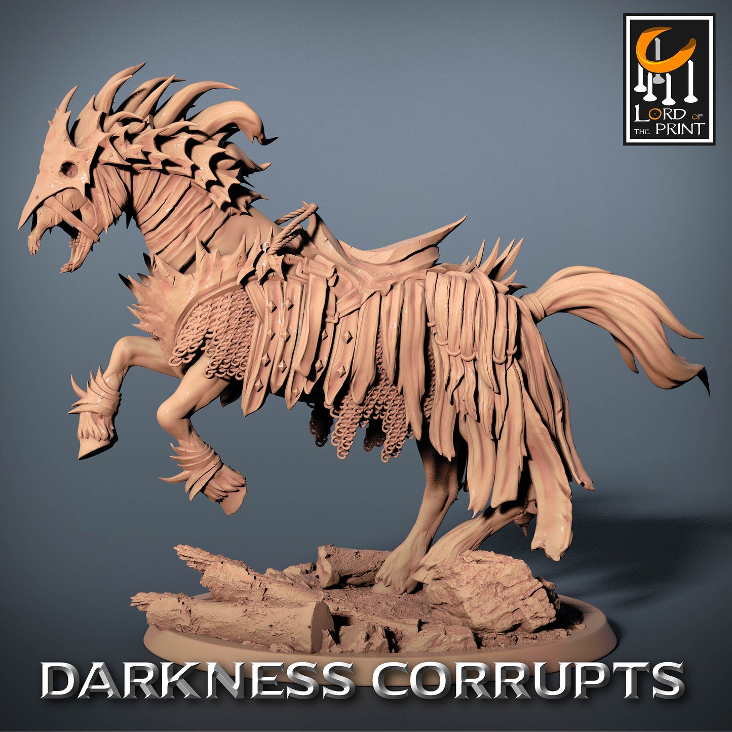 Corrupted Horses, 5 poses, P1, Darkness Corrupts, Lord of the Print | Dungeons and Dragons | Pathfinder | Table Top RPG | 3D Printed Model