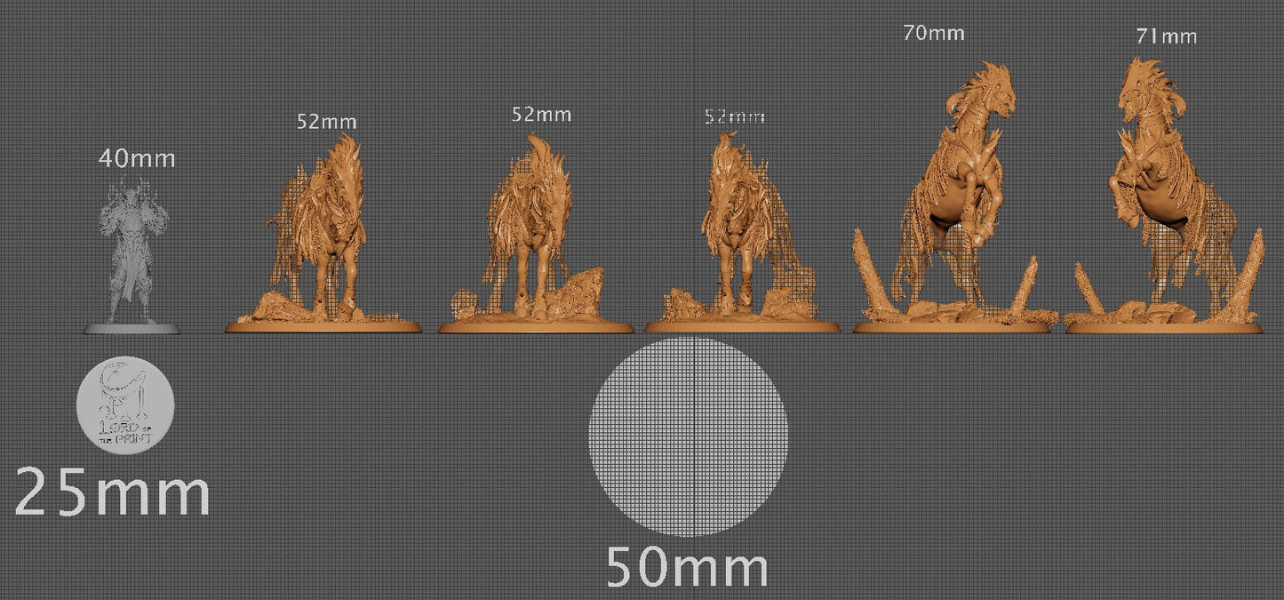 Corrupted Horses, 5 poses, P2, Darkness Corrupts, Lord of the Print | Dungeons and Dragons | Pathfinder | Table Top RPG | 3D Printed Model