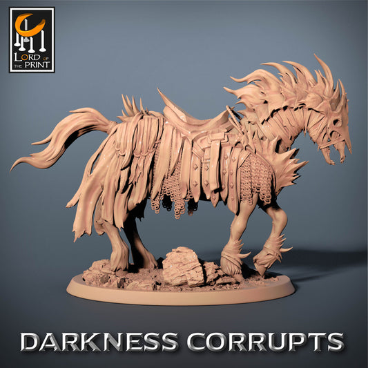 Corrupted Horses, 5 poses, P2, Darkness Corrupts, Lord of the Print | Dungeons and Dragons | Pathfinder | Table Top RPG | 3D Printed Model