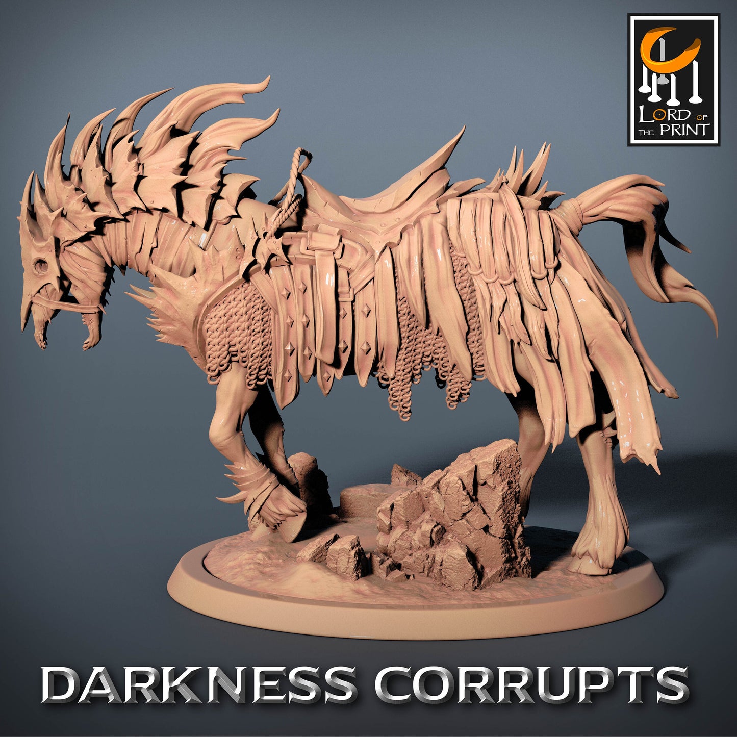 Corrupted Horses, 5 poses, P2, Darkness Corrupts, Lord of the Print | Dungeons and Dragons | Pathfinder | Table Top RPG | 3D Printed Model