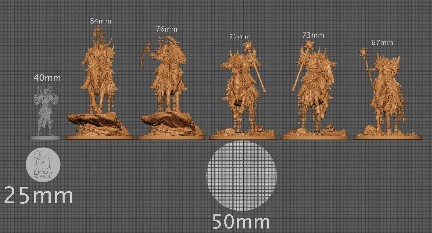 Corrupted Riders, 5 poses, P1, Darkness Corrupts, Lord of the Print | Dungeons and Dragons | Pathfinder | Table Top RPG | 3D Printed Model