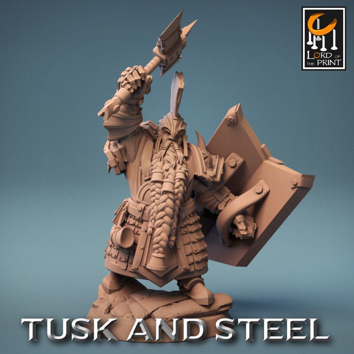 Axe Dwarf Soldiers, Tusks and Steel, Lord of the Print | Dungeons and Dragons | Pathfinder | Table Top RPG | 3D Printed Model