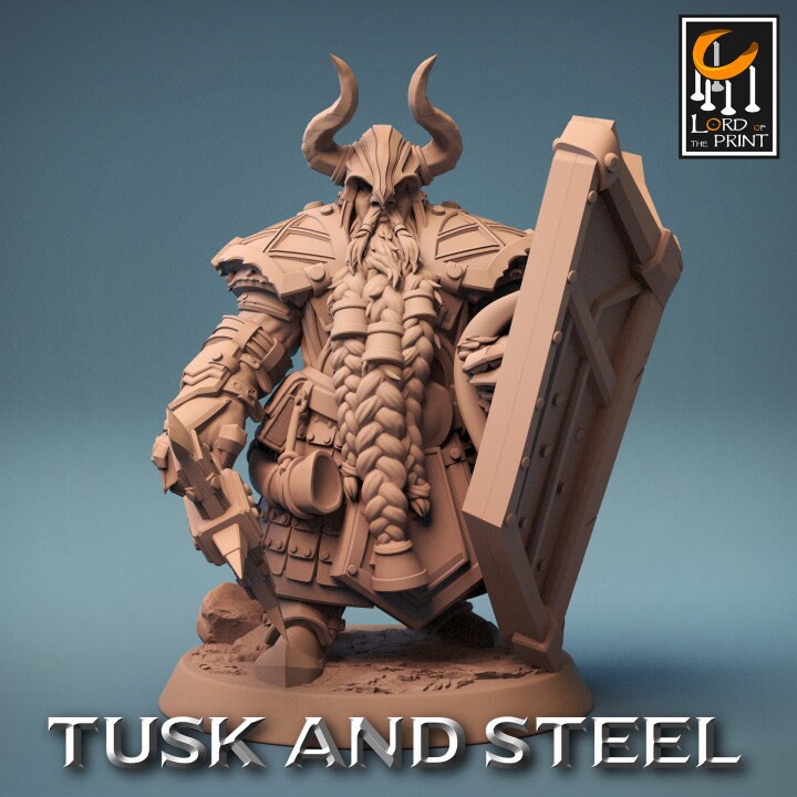 Axe Dwarf Soldiers, Tusks and Steel, Lord of the Print | Dungeons and Dragons | Pathfinder | Table Top RPG | 3D Printed Model