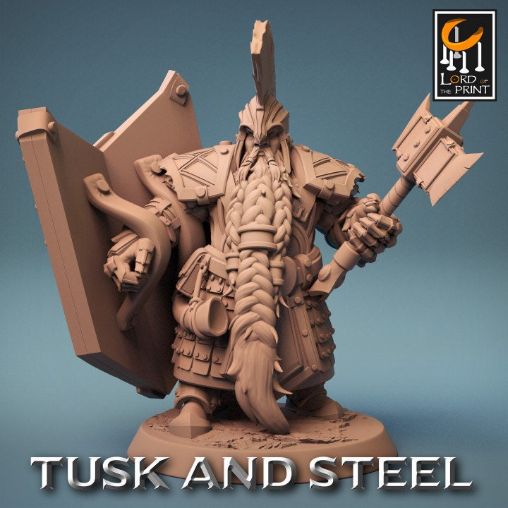 Axe Dwarf Soldiers, Tusks and Steel, Lord of the Print | Dungeons and Dragons | Pathfinder | Table Top RPG | 3D Printed Model