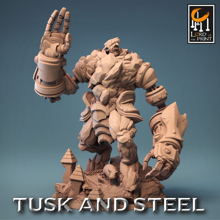 Steel Golem, Tusks and Steel, Lord of the Print | Dungeons and Dragons | Pathfinder | Table Top RPG | 3D Printed Model