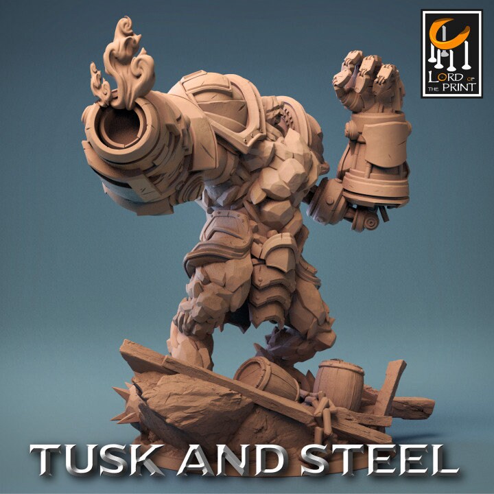 Steel Golem, Tusks and Steel, Lord of the Print | Dungeons and Dragons | Pathfinder | Table Top RPG | 3D Printed Model