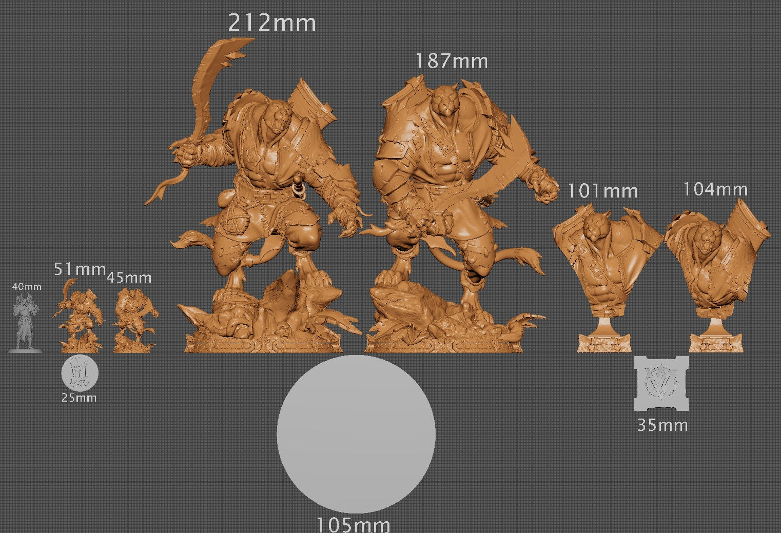 Black Claw, the Lord of the Jungle and Bust, Witchsong Miniatures | Dungeons and Dragons | Pathfinder | Table Top RPG | 3D Printed Model