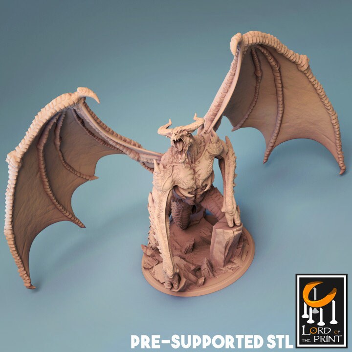 Bat Dragon, Lord of the Print | Dungeons and Dragons | Pathfinder | Table Top RPG | 3D Printed Model