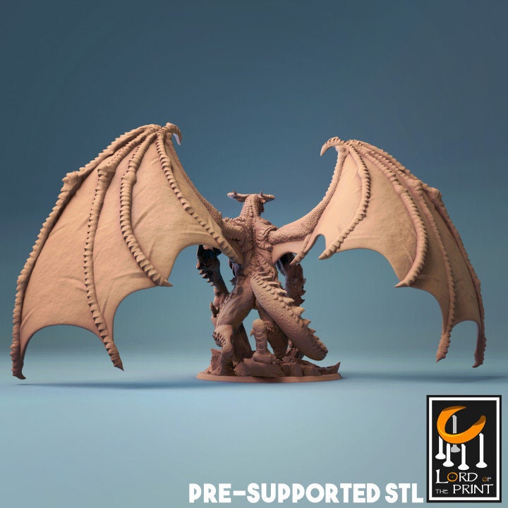 Bat Dragon, Lord of the Print | Dungeons and Dragons | Pathfinder | Table Top RPG | 3D Printed Model