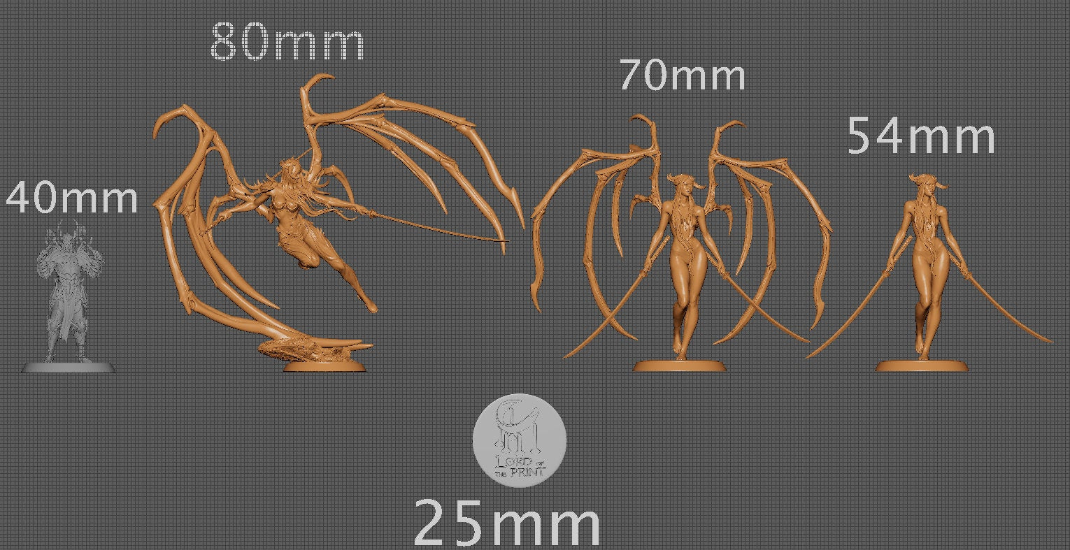 Succubus, 2 Poses, Lord of the Print | Dungeons and Dragons | Pathfinder | Table Top RPG | 3D Printed Model
