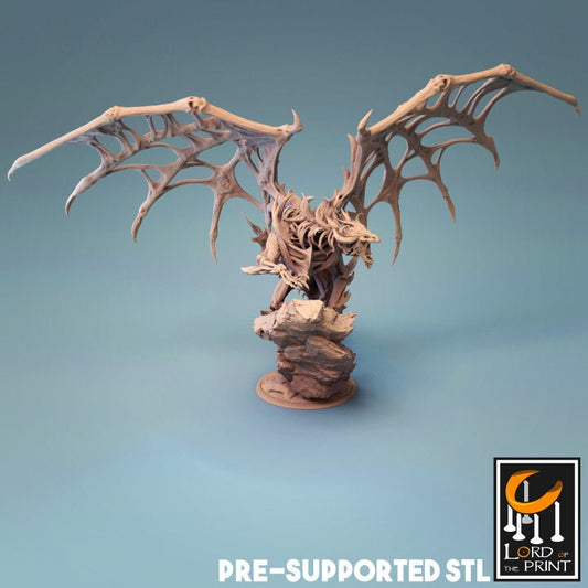 Undead Dragon, Skeleton Dragon, Lord of the Print | Dungeons and Dragons | Pathfinder | Table Top RPG | 3D Printed Model