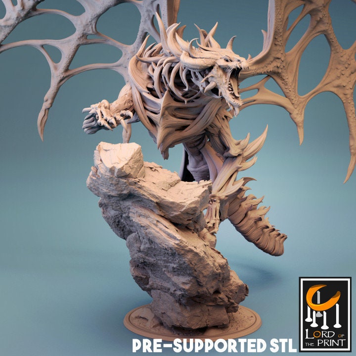 Undead Dragon, Skeleton Dragon, Lord of the Print | Dungeons and Dragons | Pathfinder | Table Top RPG | 3D Printed Model