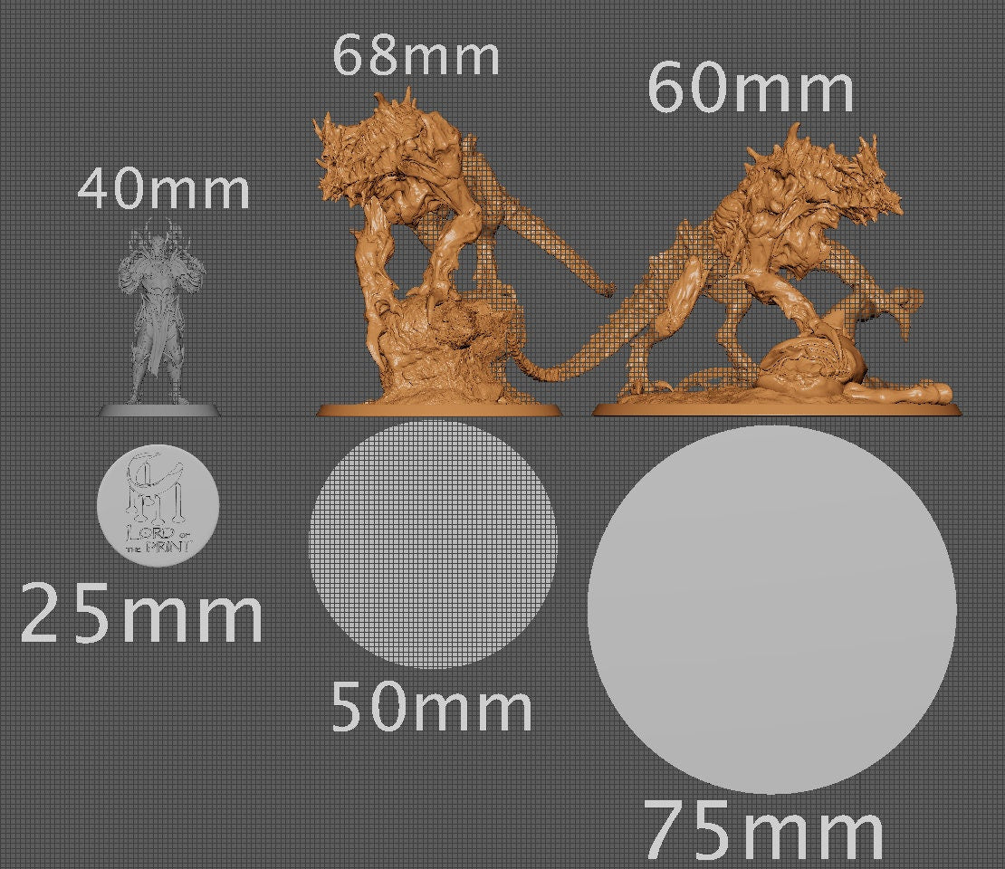 Alpha Hellhounds, 2 Poses, Lord of the Print | Dungeons and Dragons | Pathfinder | Table Top RPG | 3D Printed Model