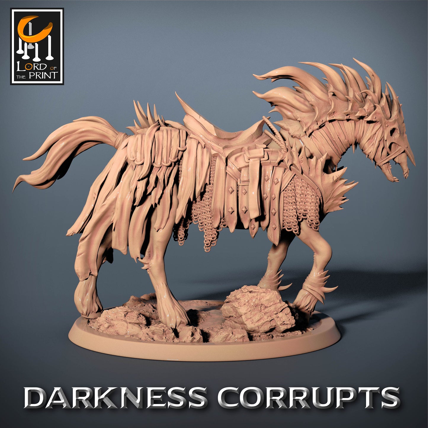 Corrupted Horses, 5 poses, P1, Darkness Corrupts, Lord of the Print | Dungeons and Dragons | Pathfinder | Table Top RPG | 3D Printed Model