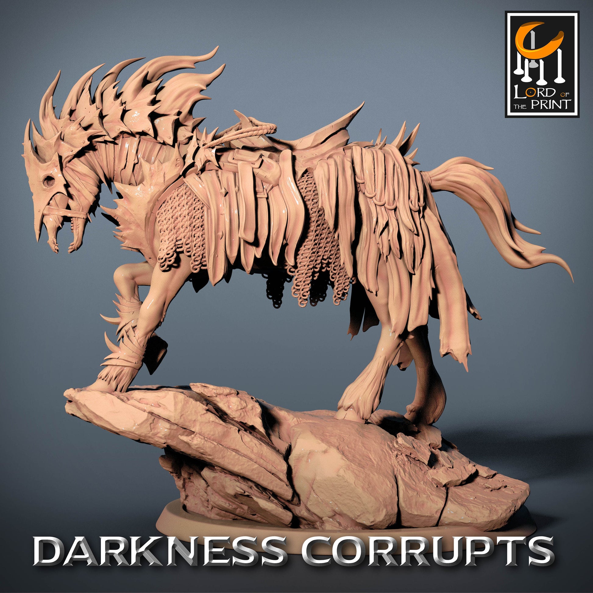 Corrupted Horses, 5 poses, P1, Darkness Corrupts, Lord of the Print | Dungeons and Dragons | Pathfinder | Table Top RPG | 3D Printed Model