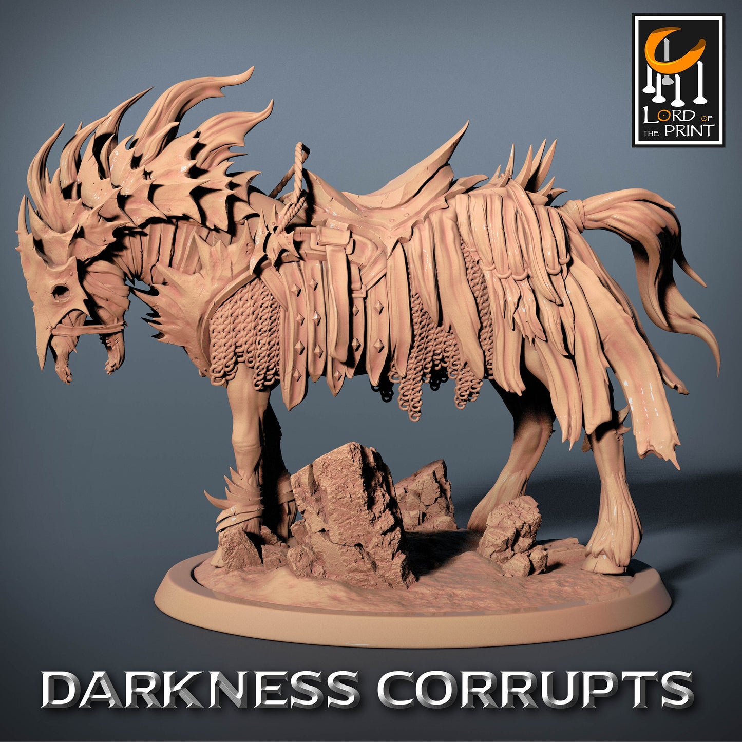 Corrupted Horses, 5 poses, P2, Darkness Corrupts, Lord of the Print | Dungeons and Dragons | Pathfinder | Table Top RPG | 3D Printed Model