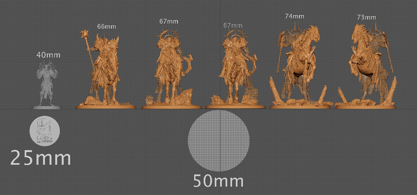 Corrupted Riders, 5 poses, P2, Darkness Corrupts, Lord of the Print | Dungeons and Dragons | Pathfinder | Table Top RPG | 3D Printed Model