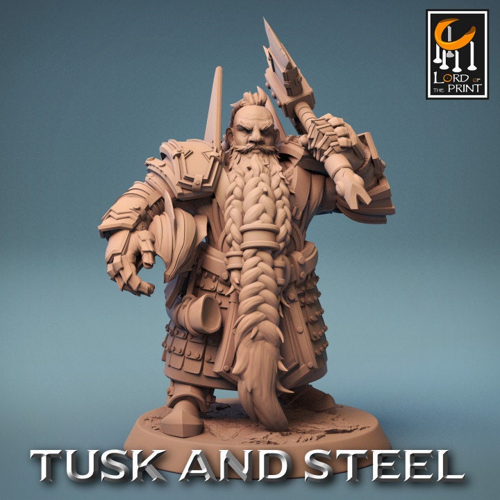 Axe Dwarf Soldiers, Tusks and Steel, Lord of the Print | Dungeons and Dragons | Pathfinder | Table Top RPG | 3D Printed Model